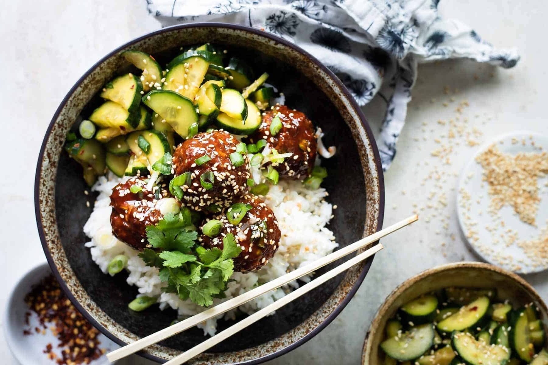 Korean Meatball Rice Bowl