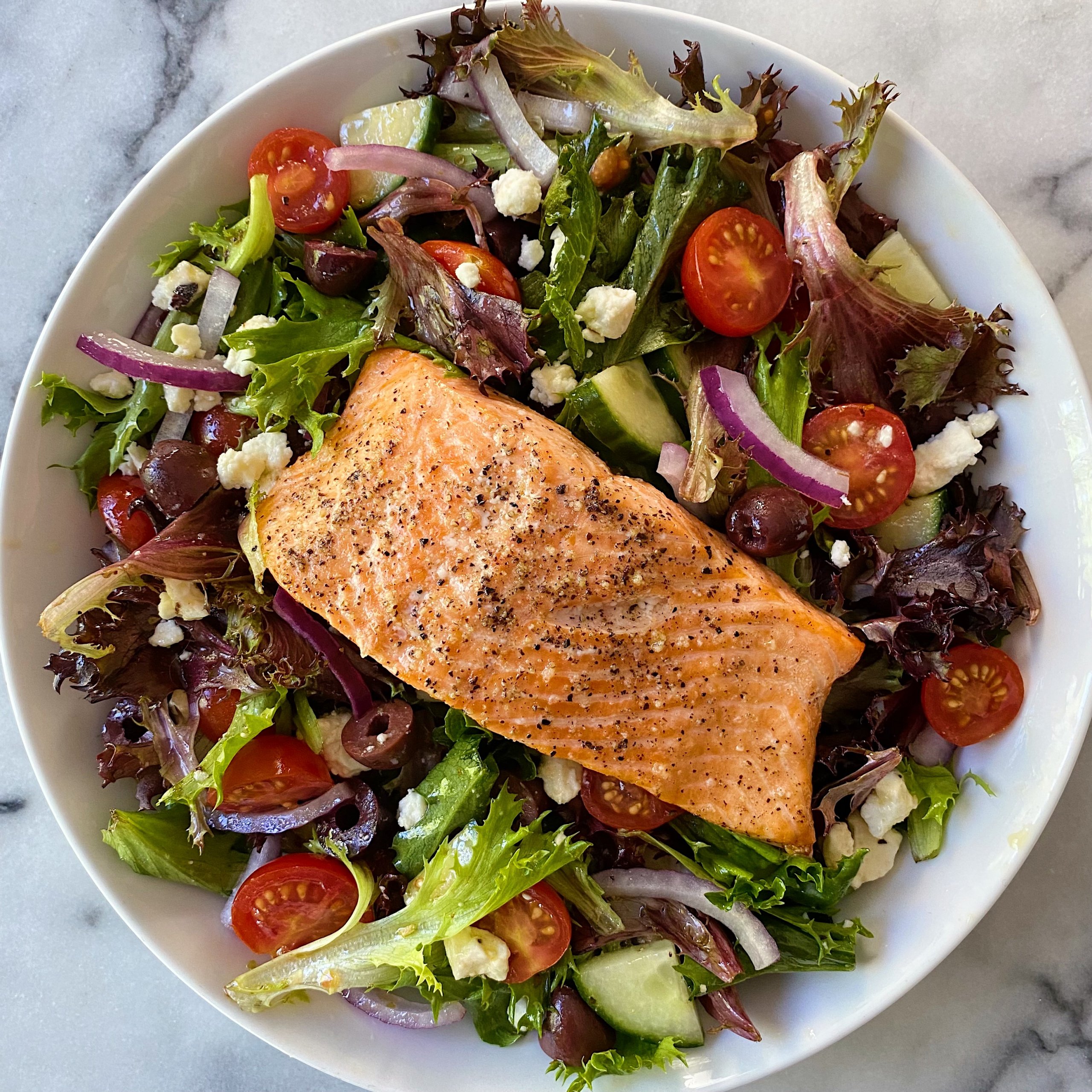 GREEK SALMON SALAD BOWLS